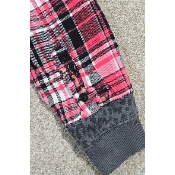 OOAK Upcycled Flannel Shacket Jacket Normal Is Boring Sassy Humor Pockets Size M - Picture 3 of 16